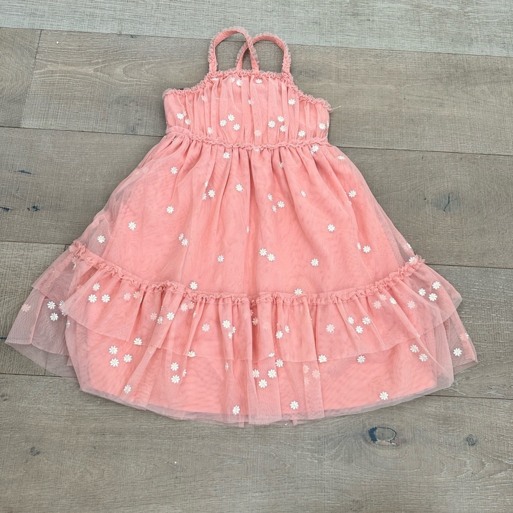 Cat & Jack Coral Dress with Floral Accent - Picture 2 of 5